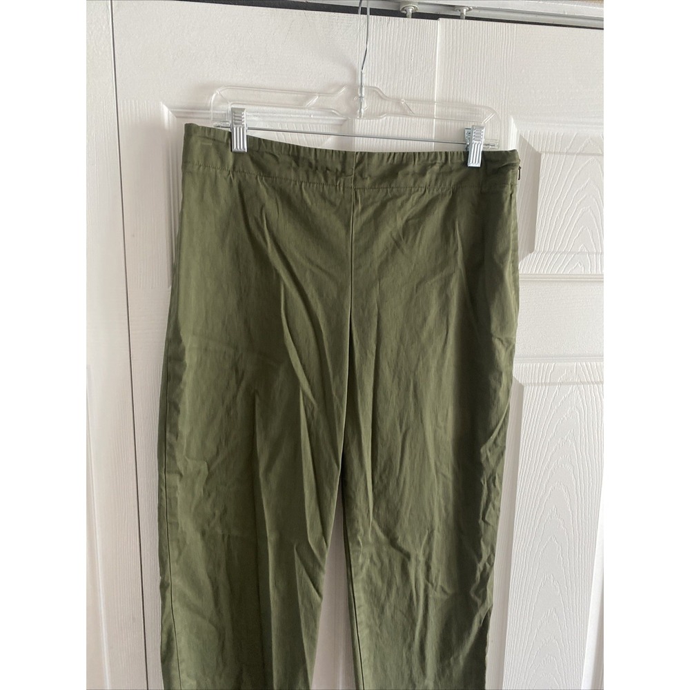 Talbots Heritage Crop Pants Womens Size 10 Green Side Zip Stretch Cotton Chino - Picture 2 of 6